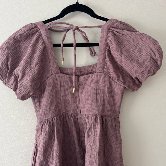 Madewell Quilted Puff-Sleeve Mini Dress in Fig Multi Jaq XXS - Picture 6 of 7